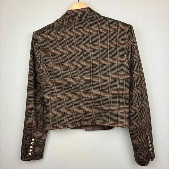 NWT Elie Tahari Windowpane Plaid Cropped Blazer‎ Jacket 10 - Picture 7 of 10